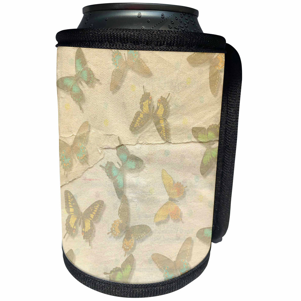 3dRose Patricia Sanders Creations - Butterflies Paper Art - Can Cooler Bottle Wrap (cc_27977)