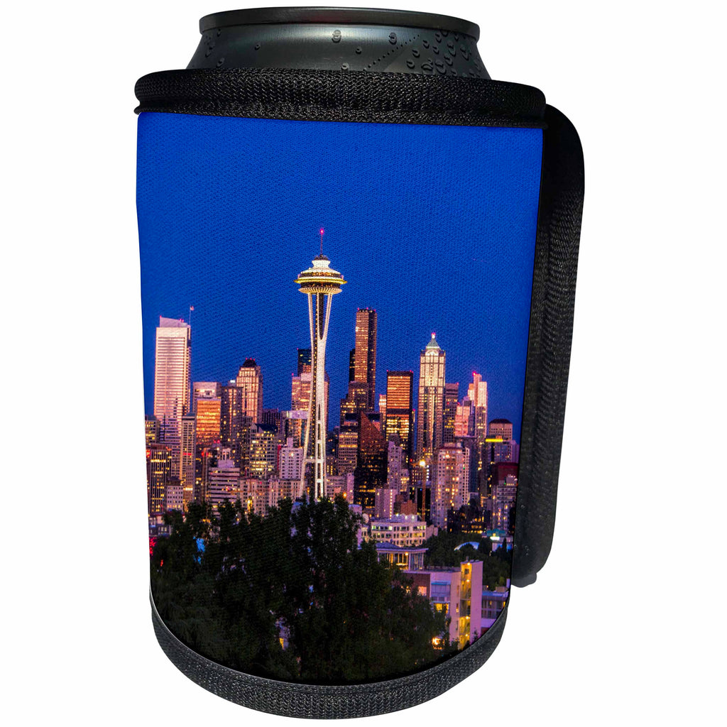 3dRose Danita Delimont - Cities - USA, Washington State, Seattle, Seattle Skyline at Dusk - Can Cooler Bottle Wrap (cc_279770)