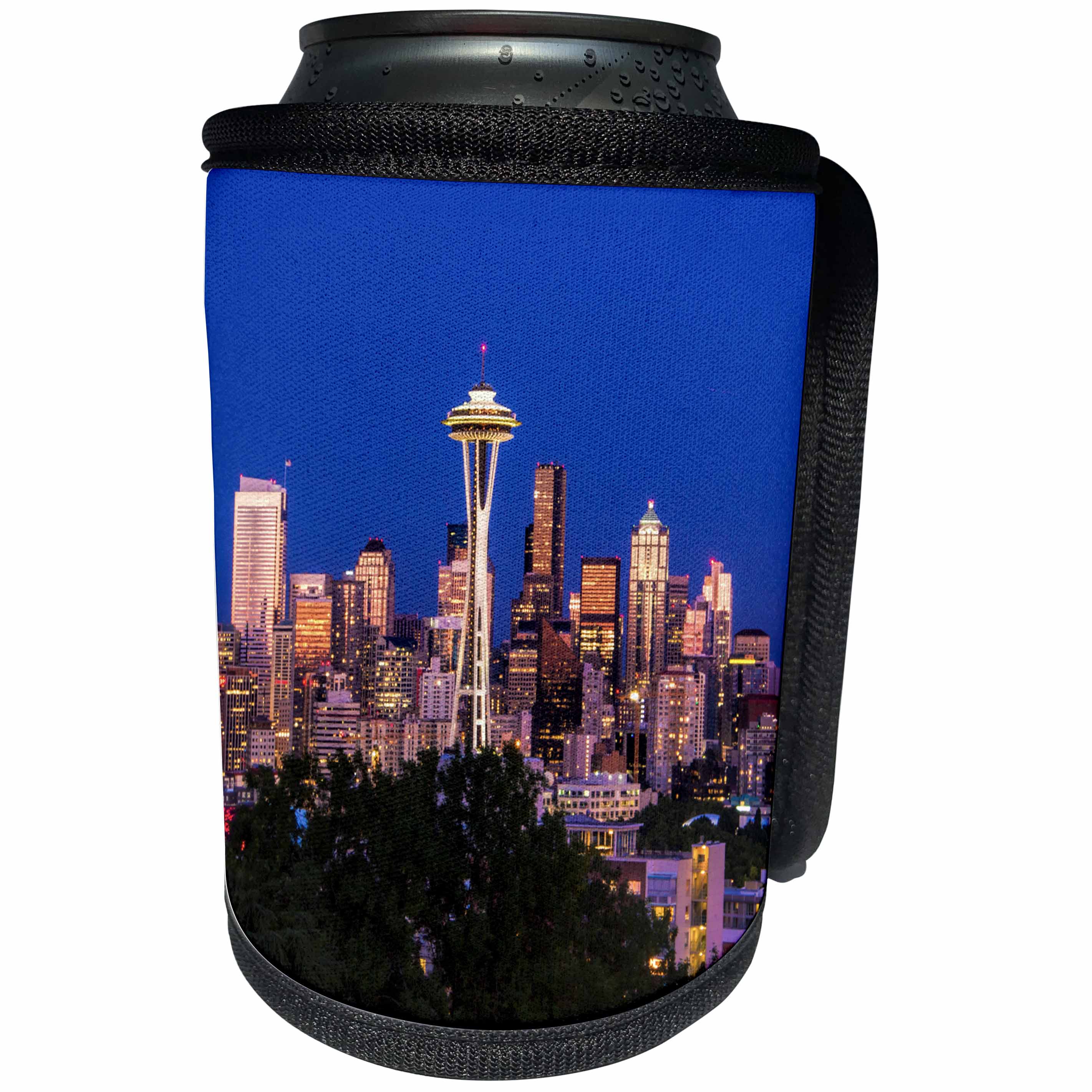 3dRose Danita Delimont - Cities - USA, Washington State, Seattle, Seattle Skyline at Dusk - Can Cooler Bottle Wrap (cc_279770)