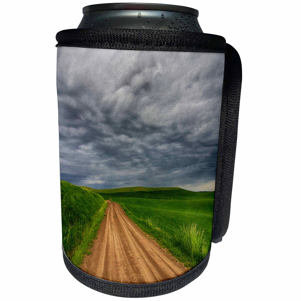 3dRose Danita Delimont - Weather - Washington, Palouse Country, Stormy Day through Country Backroad - Can Cooler Bottle Wrap (cc_279775)