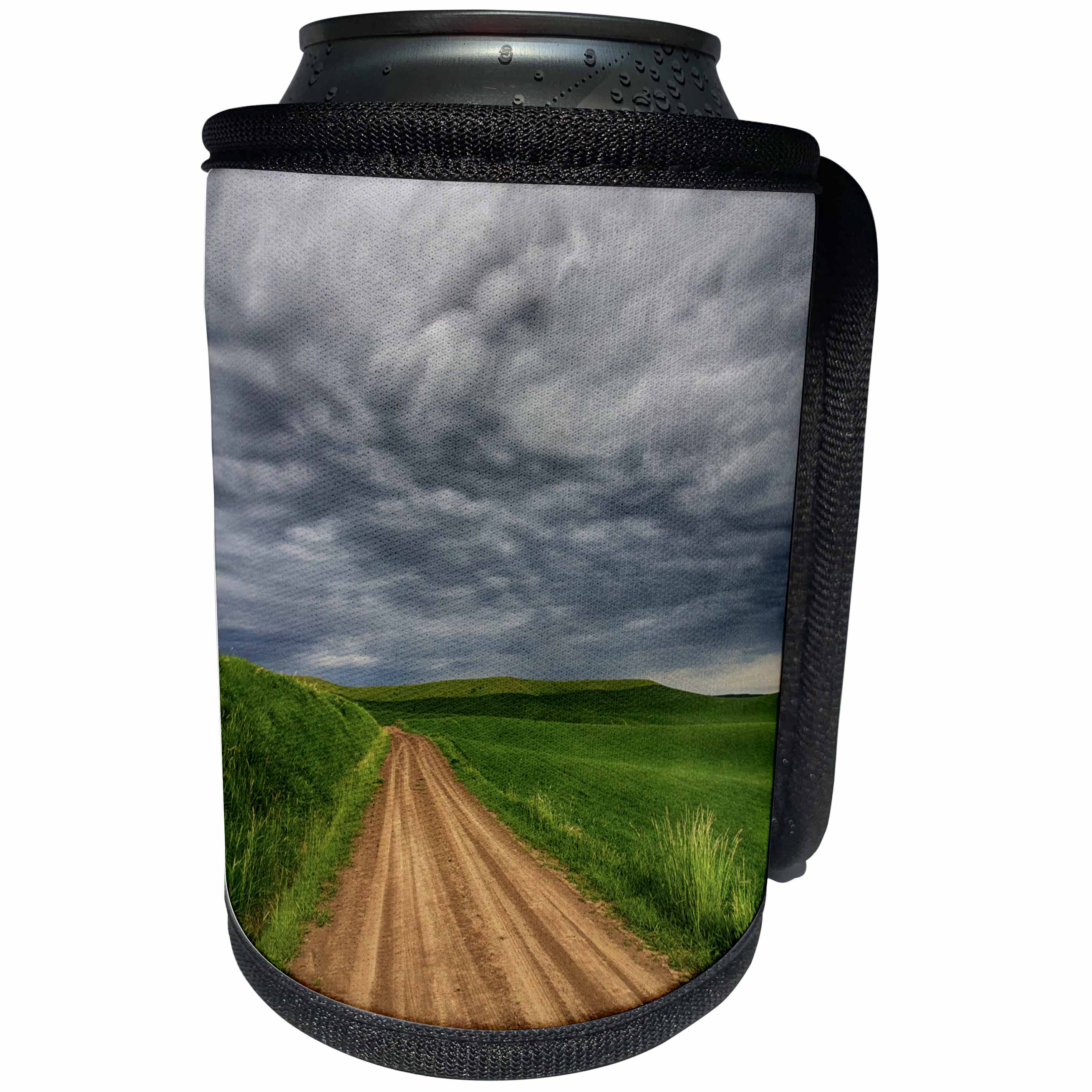 3dRose Danita Delimont - Weather - Washington, Palouse Country, Stormy Day through Country Backroad - Can Cooler Bottle Wrap (cc_279775)