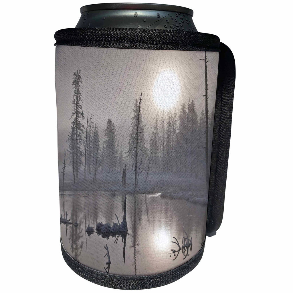 3dRose Danita Delimont - Winter - USA, Wyoming, Yellowstone National Park, fog, sunrise - Can Cooler Bottle Wrap (cc_279808)