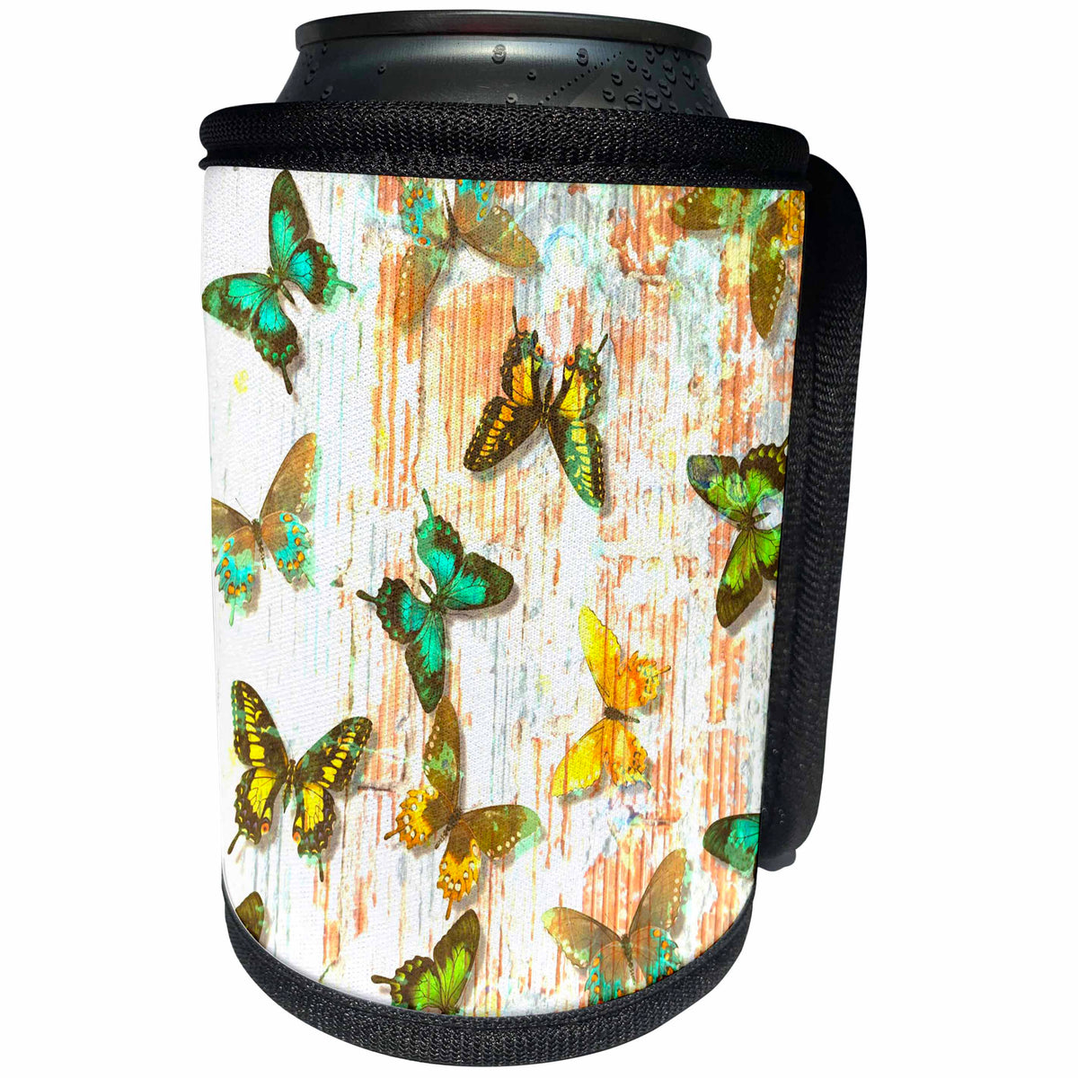 3dRose Patricia Sanders Creations - Earth Vintage Butterflies - Can Cooler Bottle Wrap (cc_27982)