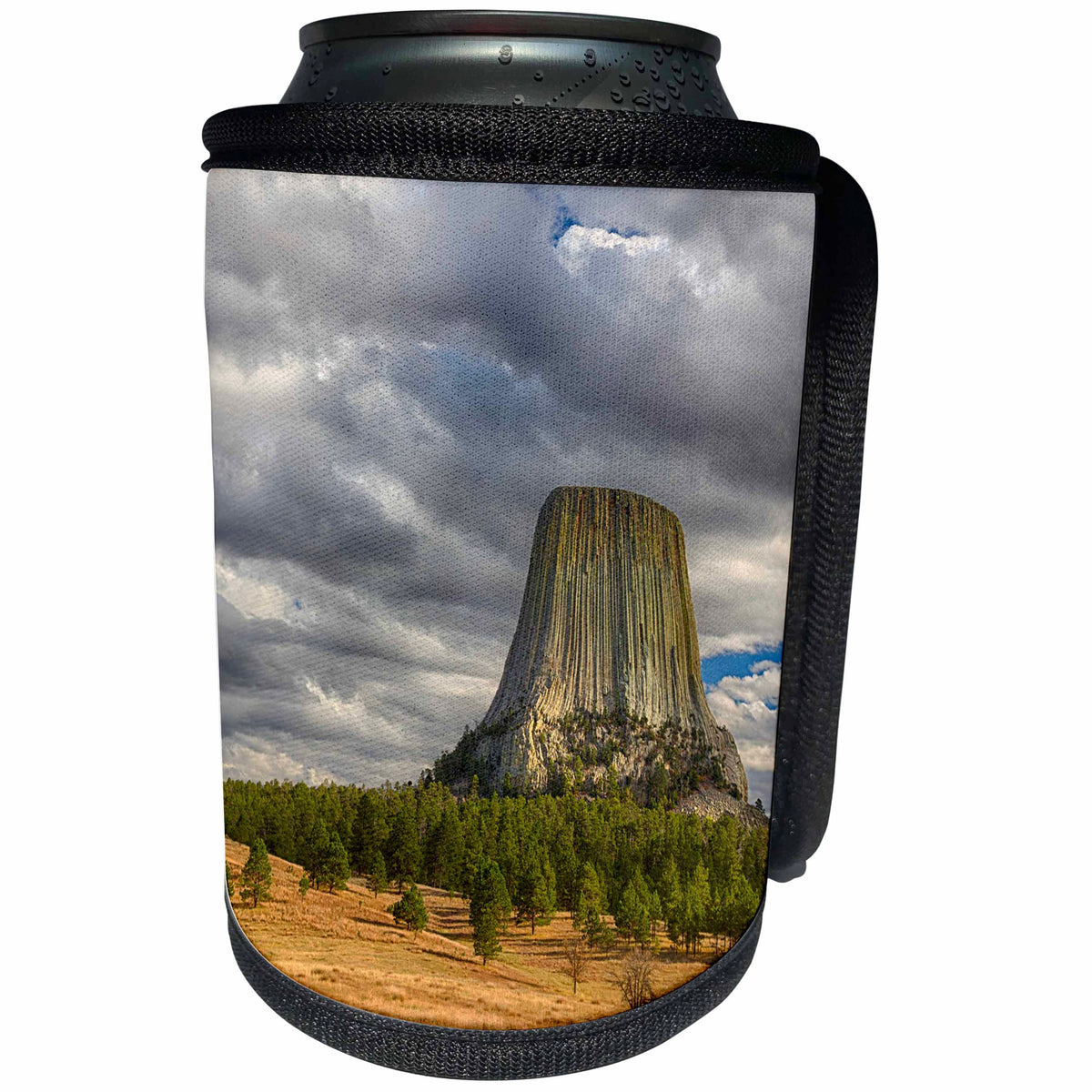 3dRose Danita Delimont - Weather - Wyoming, Devils Tower National Monument, Darn clouds over Devils Tower - Can Cooler Bottle Wrap (cc_279822)