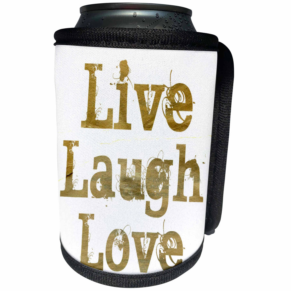 3dRose Patricia Sanders Inspirations - Wood Live Laugh Love Inspiration - Can Cooler Bottle Wrap (cc_27983)