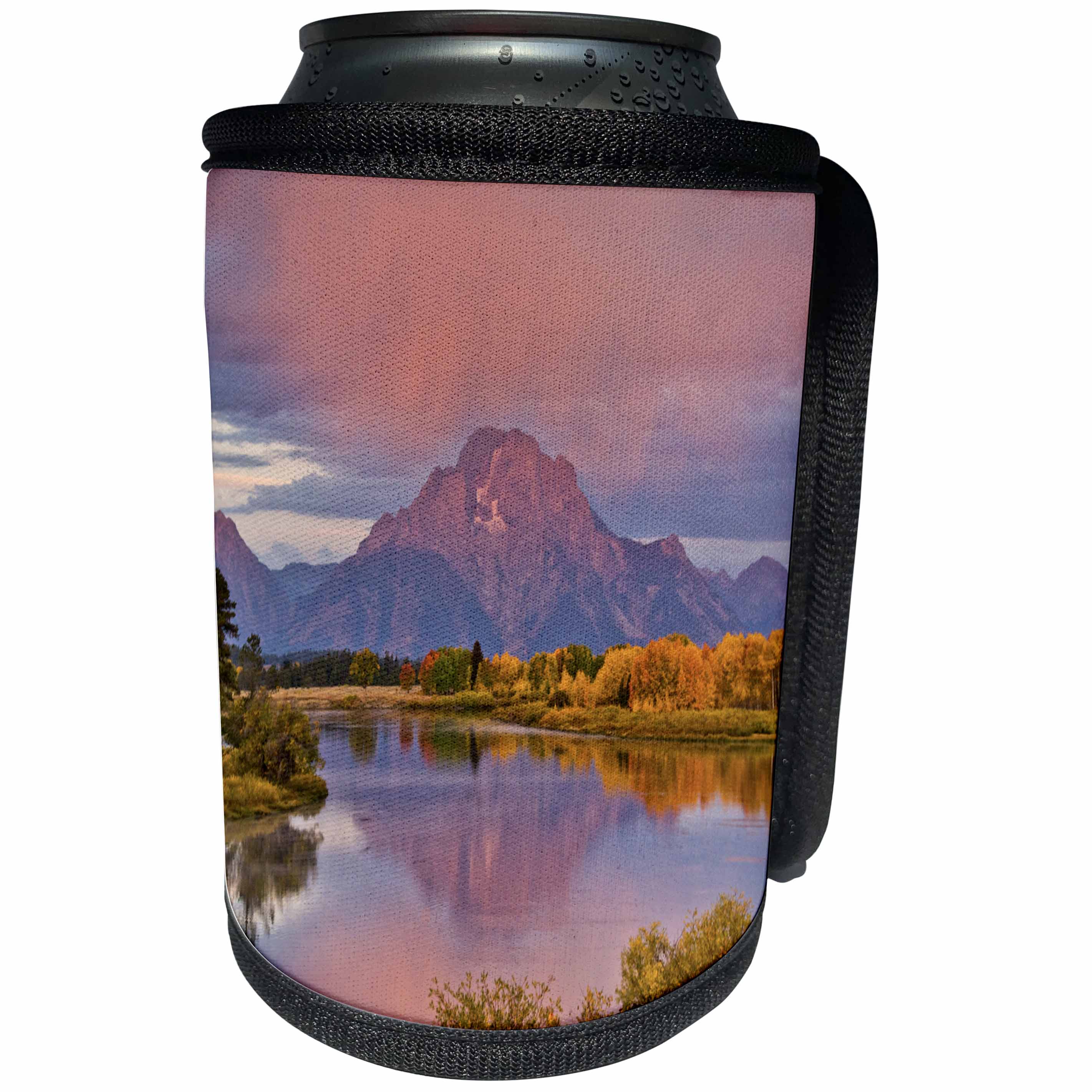 3dRose Danita Delimont - Mountains - Pink sunrise in autumn, Oxbow, Grand Teton National Park, Wyoming, USA - Can Cooler Bottle Wrap (cc_279830)