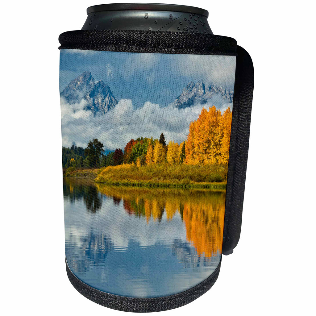 3dRose Danita Delimont - Lakes - Cloudy day in autumn, Oxbow, Grand Teton National Park, Wyoming, USA - Can Cooler Bottle Wrap (cc_279833)