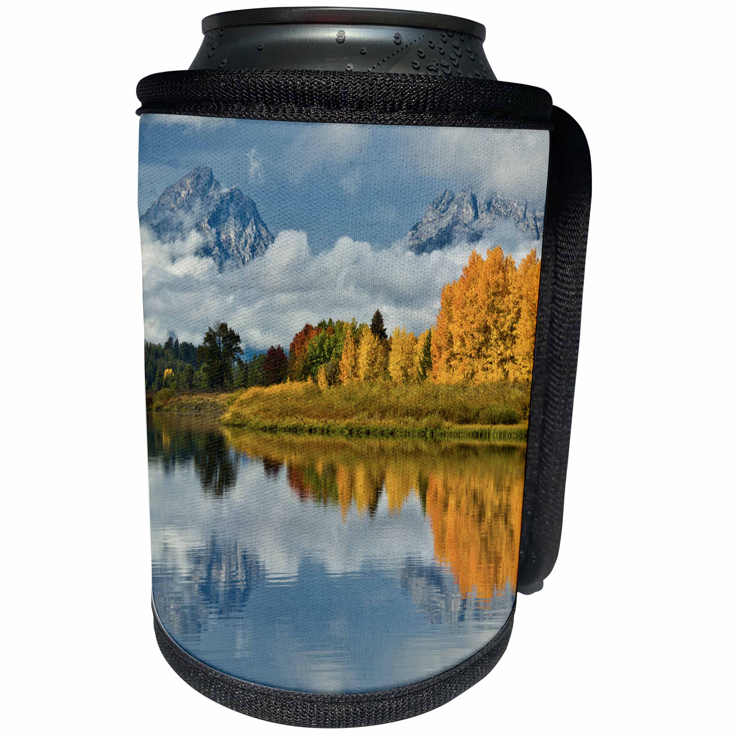 3dRose Danita Delimont - Lakes - Cloudy day in autumn, Oxbow, Grand Teton National Park, Wyoming, USA - Can Cooler Bottle Wrap (cc_279833)
