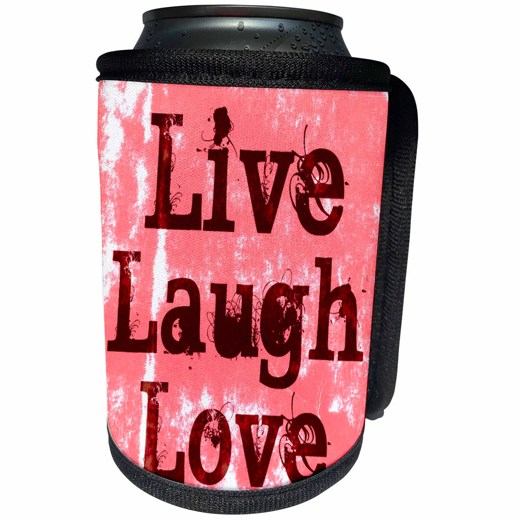 3dRose Patricia Sanders Inspirations - Red Live Laugh Love Abstract Inspiration - Can Cooler Bottle Wrap (cc_27984)