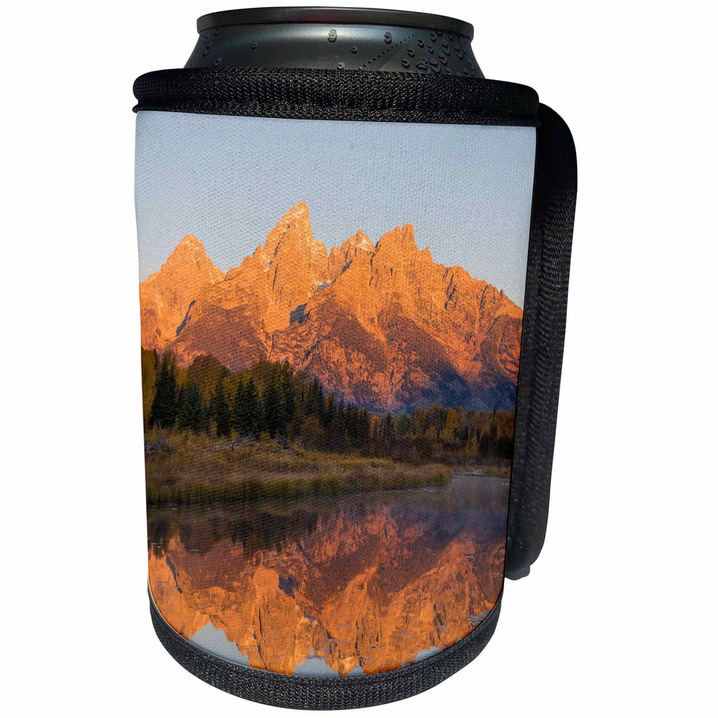 3dRose Danita Delimont - Mountains - Sunrise at Schwabacher Landing in fall, Grand Teton NP, Wyoming - Can Cooler Bottle Wrap (cc_279841)