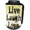 3dRose Patricia Sanders Inspirations - Earth Yellow Live Laugh Love Inspiration - Can Cooler Bottle Wrap (cc_27986)