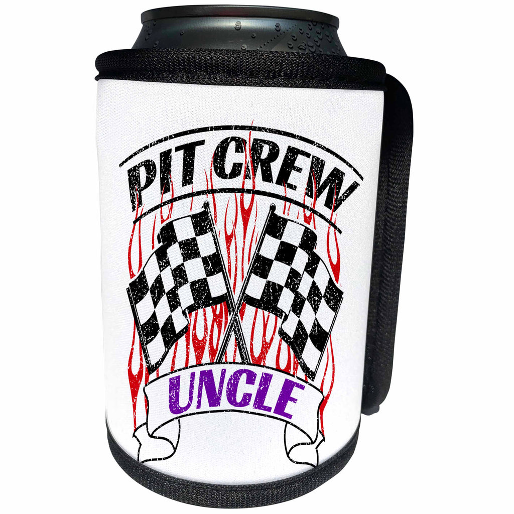 3dRose Carsten Reisinger - Illustrations - Pit Crew Uncle Funny Car Race Theme Birthday Party Host - Can Cooler Bottle Wrap (cc_279860)