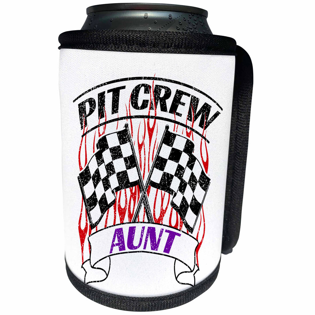 3dRose Carsten Reisinger - Illustrations - Pit Crew Aunt Funny Car Race Theme Birthday Party Host - Can Cooler Bottle Wrap (cc_279861)