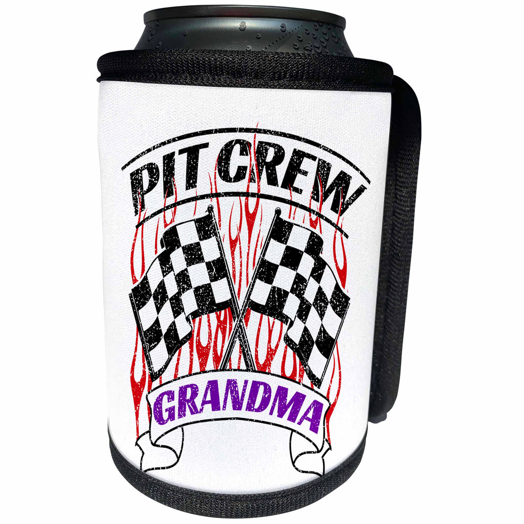 3dRose Carsten Reisinger - Illustrations - Pit Crew Grandma Funny Car Race Theme Birthday Party Host - Can Cooler Bottle Wrap (cc_279862)