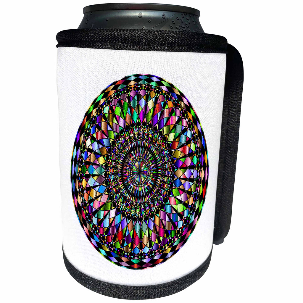 3dRose Metallic Prism Art - Image of Mandala In Prism Colors - Can Cooler Bottle Wrap (cc_279941)