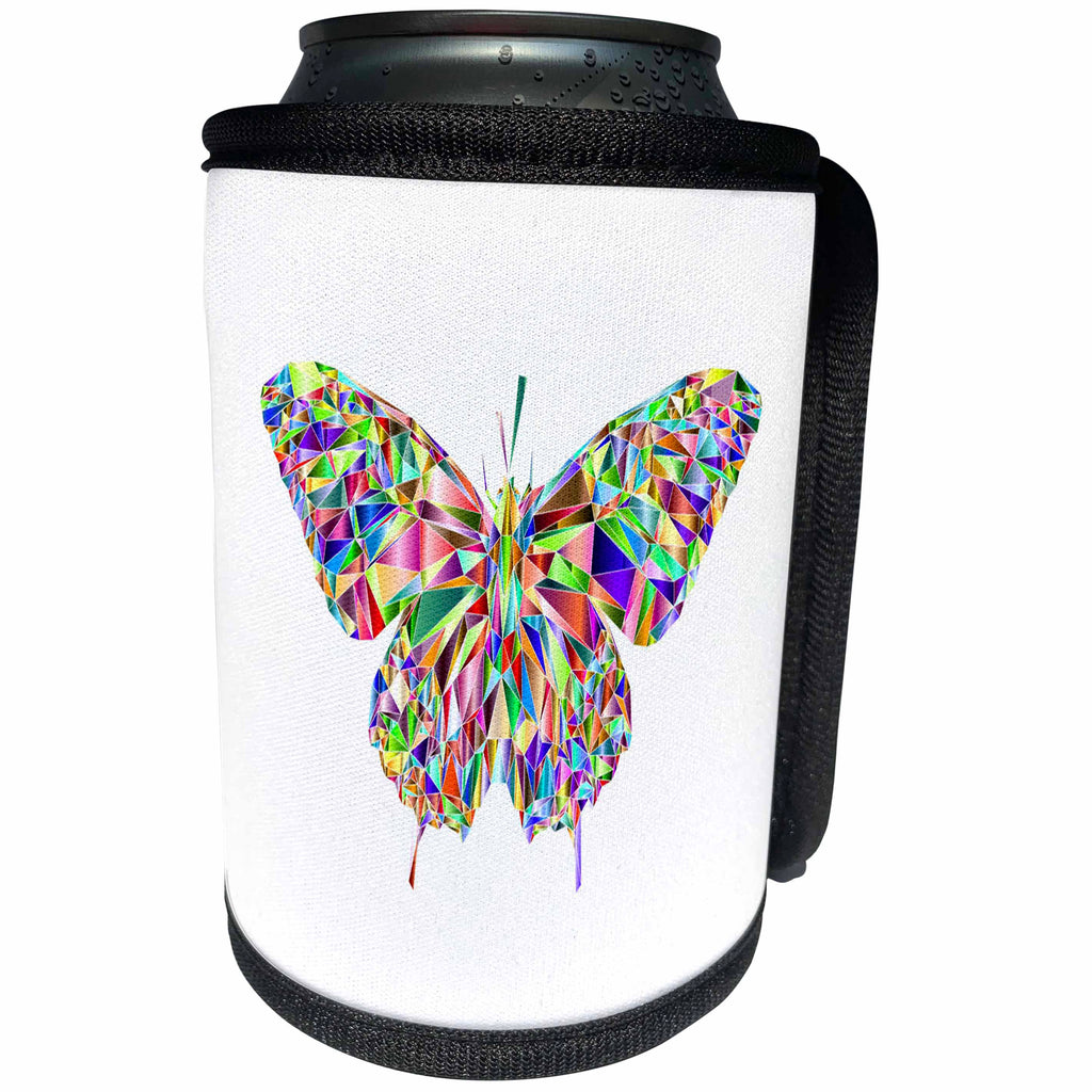 3dRose Metallic Prism Art - Image of Metallic Colorful Large Butterfly - Can Cooler Bottle Wrap (cc_279945)