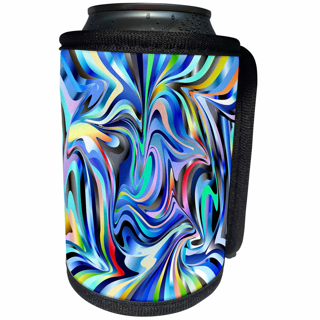 3dRose Metallic Prism Art - Image of Wavy Colorful Metallic Ribbons - Can Cooler Bottle Wrap (cc_279954)
