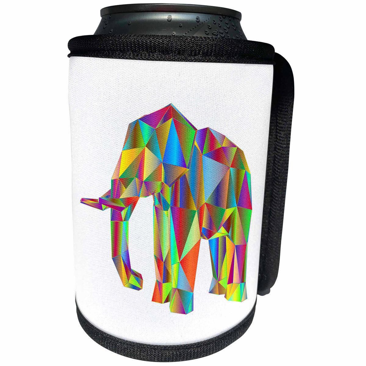 3dRose Metallic Prism Art - Image of Elephant In Colorful Prism - Can Cooler Bottle Wrap (cc_279955)