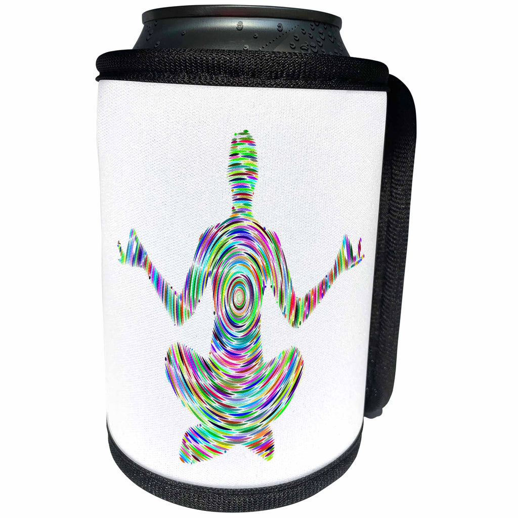 3dRose Metallic Prism Art - Image of Metallic Swirls Of person In Yoga Position - Can Cooler Bottle Wrap (cc_279957)