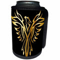 3dRose Metallic Gold - Image of Metallic Gold Phoenix On Black - Can Cooler Bottle Wrap (cc_279965)