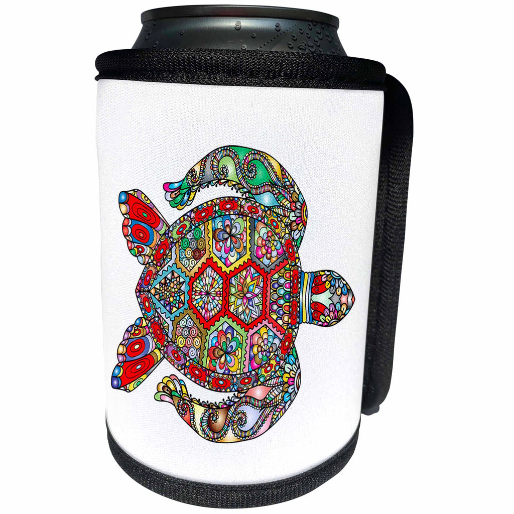 3dRose All Things Mexican - Image of Vividly Colored Sea Turtle - Can Cooler Bottle Wrap (cc_279966)