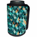 3dRose Mermaid - Image of Close Up Of Aqua, Gold and Copper Mermaid Scales - Can Cooler Bottle Wrap (cc_279969)