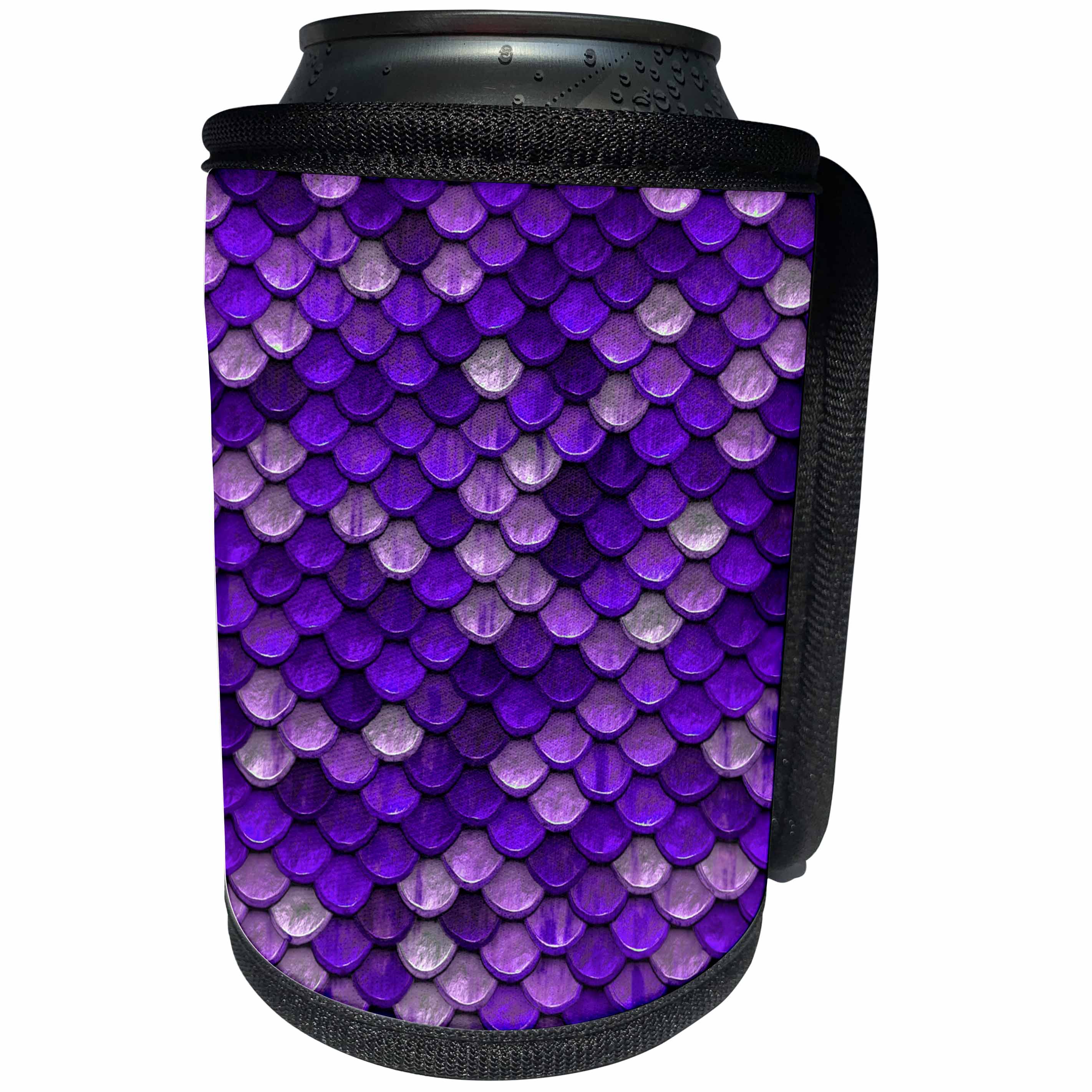 3dRose Mermaid - Image of Close Up Of Mermaid Scales In Shades Of Purple - Can Cooler Bottle Wrap (cc_279970)