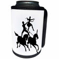 3dRose Black and White - Image of Circus Horses With Man and Woman In Black and White - Can Cooler Bottle Wrap (cc_279977)
