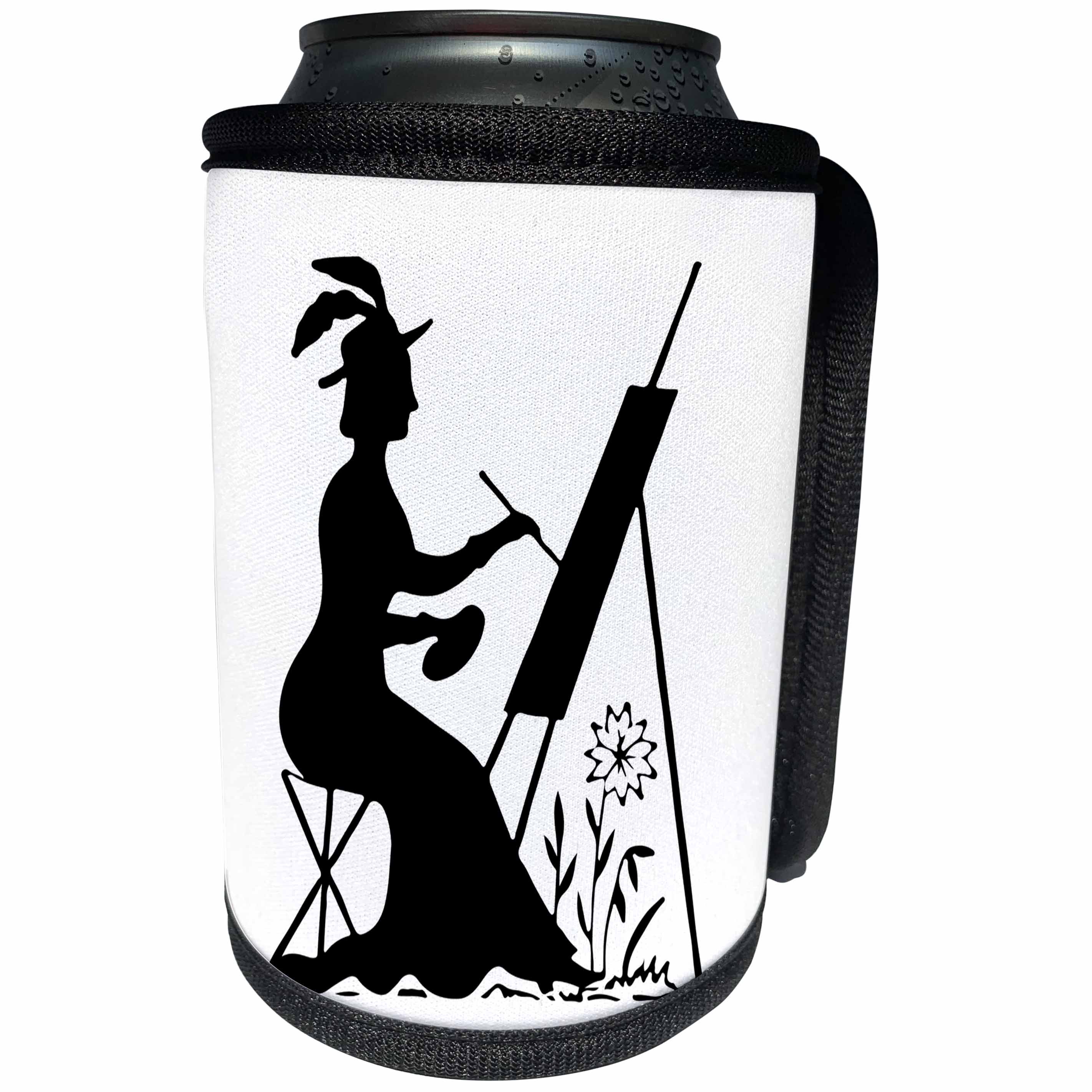 3dRose Black and White - Image of Vintage Style Lady Painting At Her Easel - Can Cooler Bottle Wrap (cc_279978)