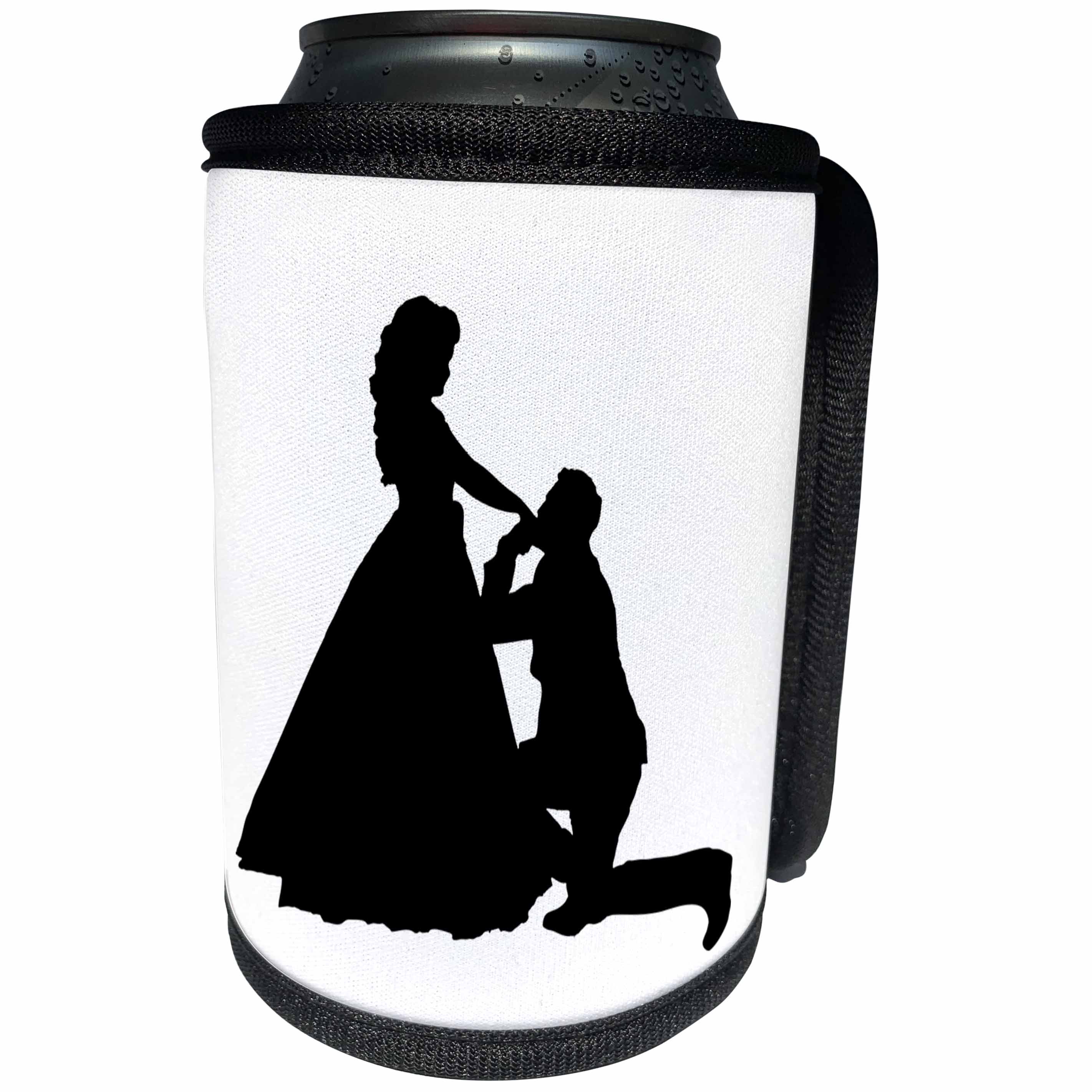 3dRose Black and White - Image of Man On Knee Proposing To Lady in Black white - Can Cooler Bottle Wrap (cc_279979)