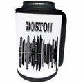 3dRose Black and White - Image of Boston Skyline Reflected In Water Black and White - Can Cooler Bottle Wrap (cc_279980)