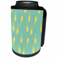 3dRose Toss Patterns - Image of Yellow Pineapples On Aqua Background - Can Cooler Bottle Wrap (cc_279989)