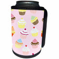 3dRose Toss Patterns - Image of Assorted Pastel Cupcakes On Pink - Can Cooler Bottle Wrap (cc_279990)