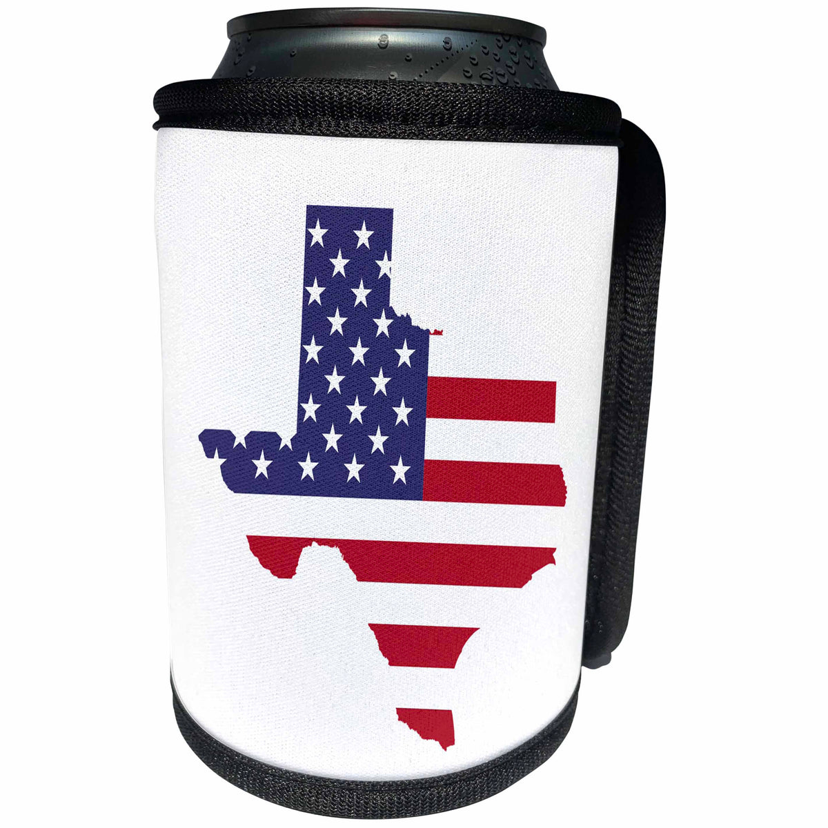 3dRose Maps In Exotic Form - Image of Texas Outlined In USA Flag Colors - Can Cooler Bottle Wrap (cc_279997)