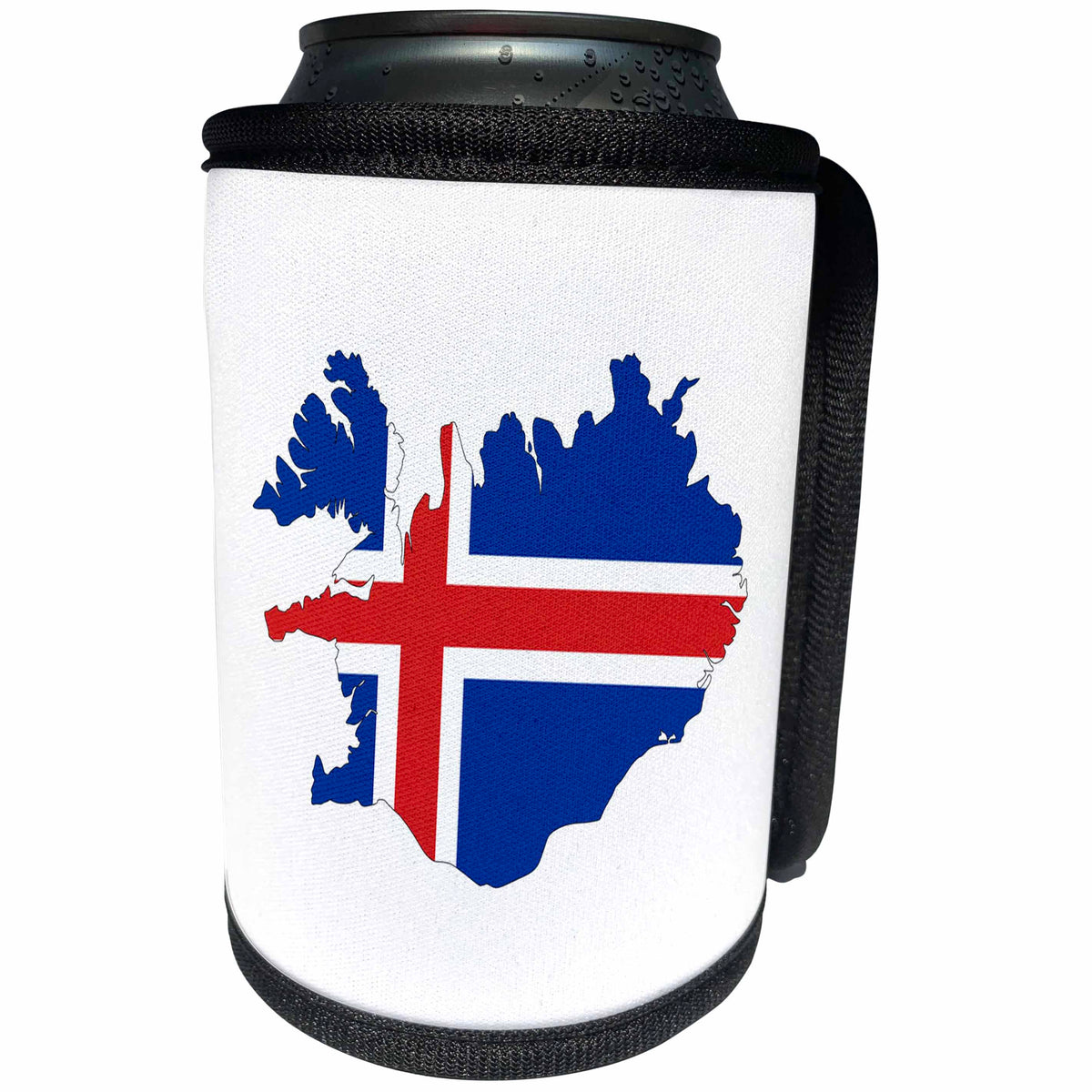 3dRose Maps In Exotic Form - Image of Flag Of Iceland Makes Up Map Outline - Can Cooler Bottle Wrap (cc_279998)