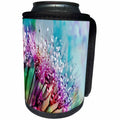3dRose Spring Flowers - Image of Bright Fuchsia and Aqua Floral With Dew Drops - Can Cooler Bottle Wrap (cc_280006)
