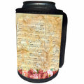 3dRose Spring Flowers - Image of Vintage Style Music Sheet With Roses - Can Cooler Bottle Wrap (cc_280009)
