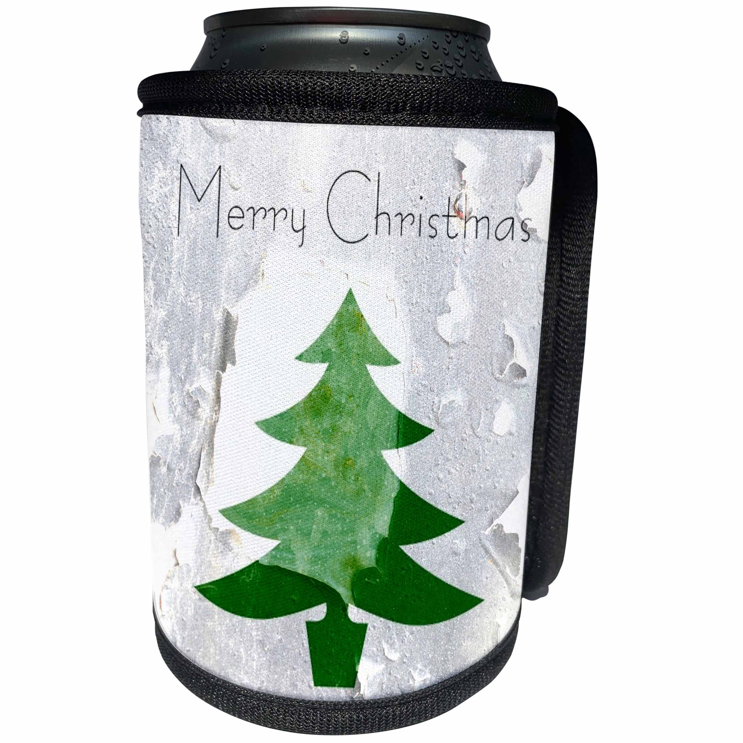 3dRose Patricia Sanders Christmas - Vintage Wall Paper Christmas Tree - Can Cooler Bottle Wrap (cc_28001)