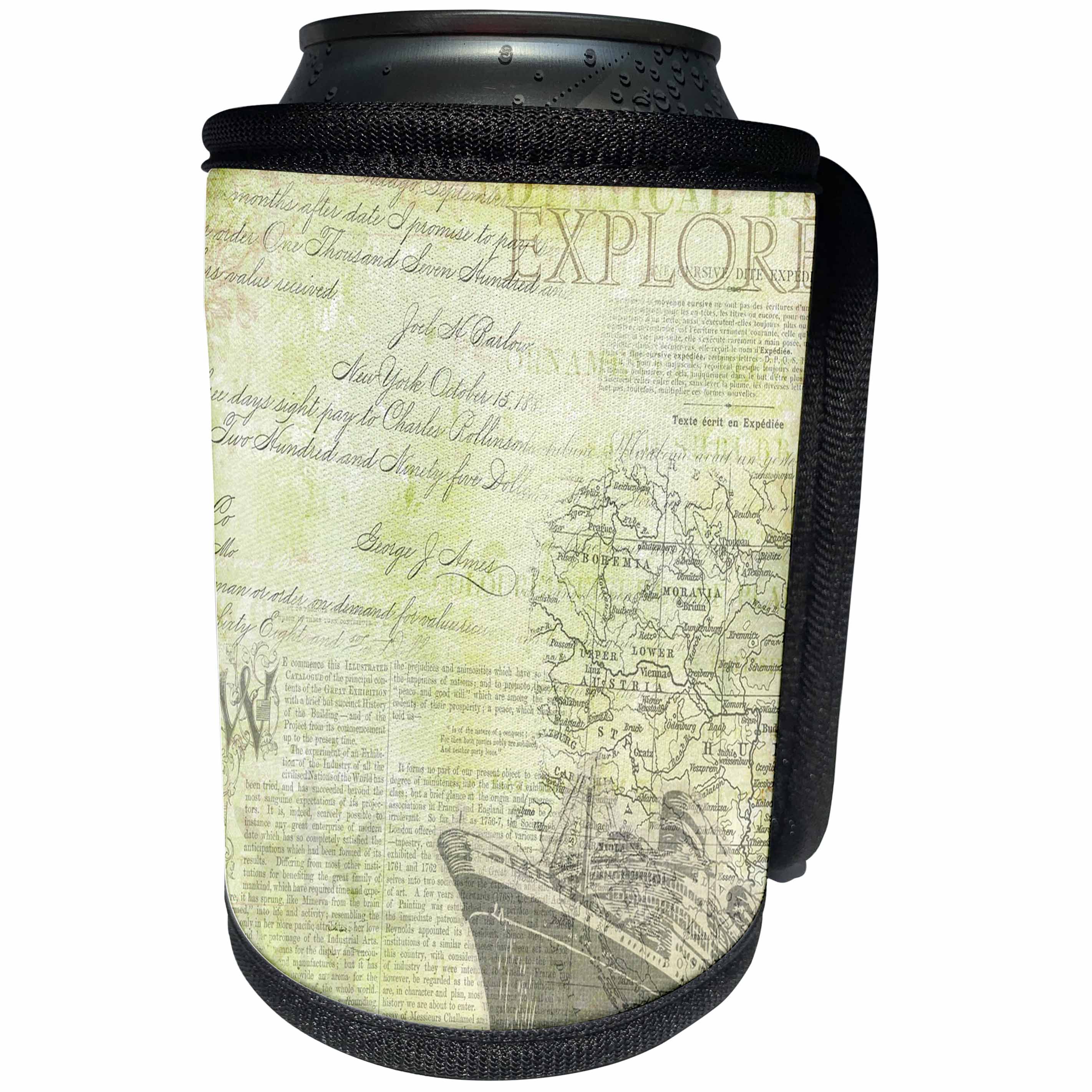3dRose Vintage Style Nautical - Image of 1880 Ad For Cruise Ship - Can Cooler Bottle Wrap (cc_280012)