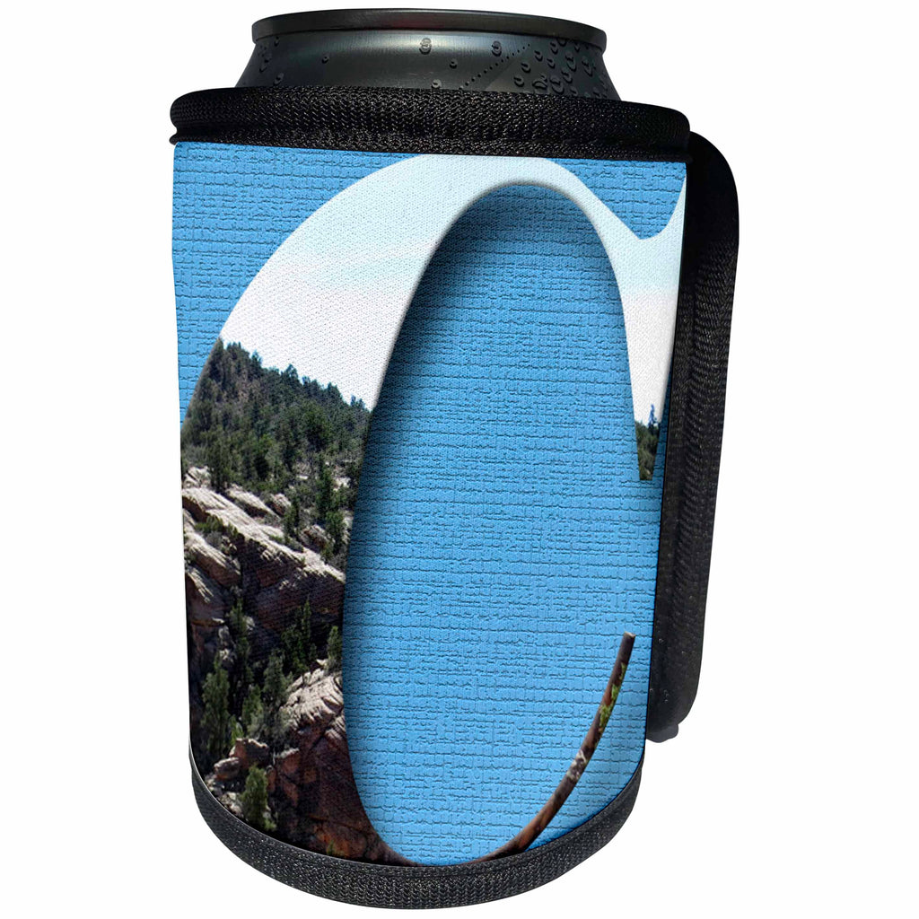 3dRose Jos Fauxtographee- Alphabet C - The letter C with a mountain scene and light blue cracked back - Can Cooler Bottle Wrap (cc_280029)