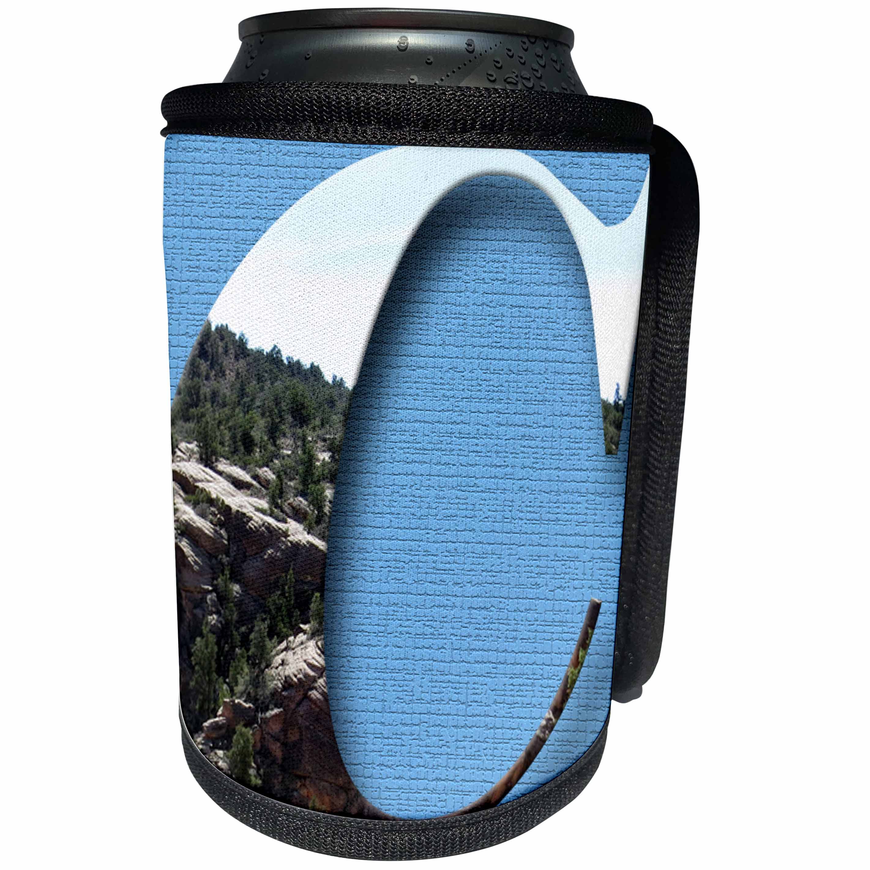 3dRose Jos Fauxtographee- Alphabet C - The letter C with a mountain scene and light blue cracked back - Can Cooler Bottle Wrap (cc_280029)