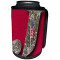 3dRose Jos Fauxtographee- Alphabet J - The Letter J on a red backdrop with an American Flag on it - Can Cooler Bottle Wrap (cc_280036)