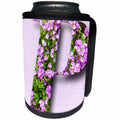 3dRose Jos Fauxtographee- Alphabet P - A purple and pink P with flowers on it on a pale lilac background - Can Cooler Bottle Wrap (cc_280041)