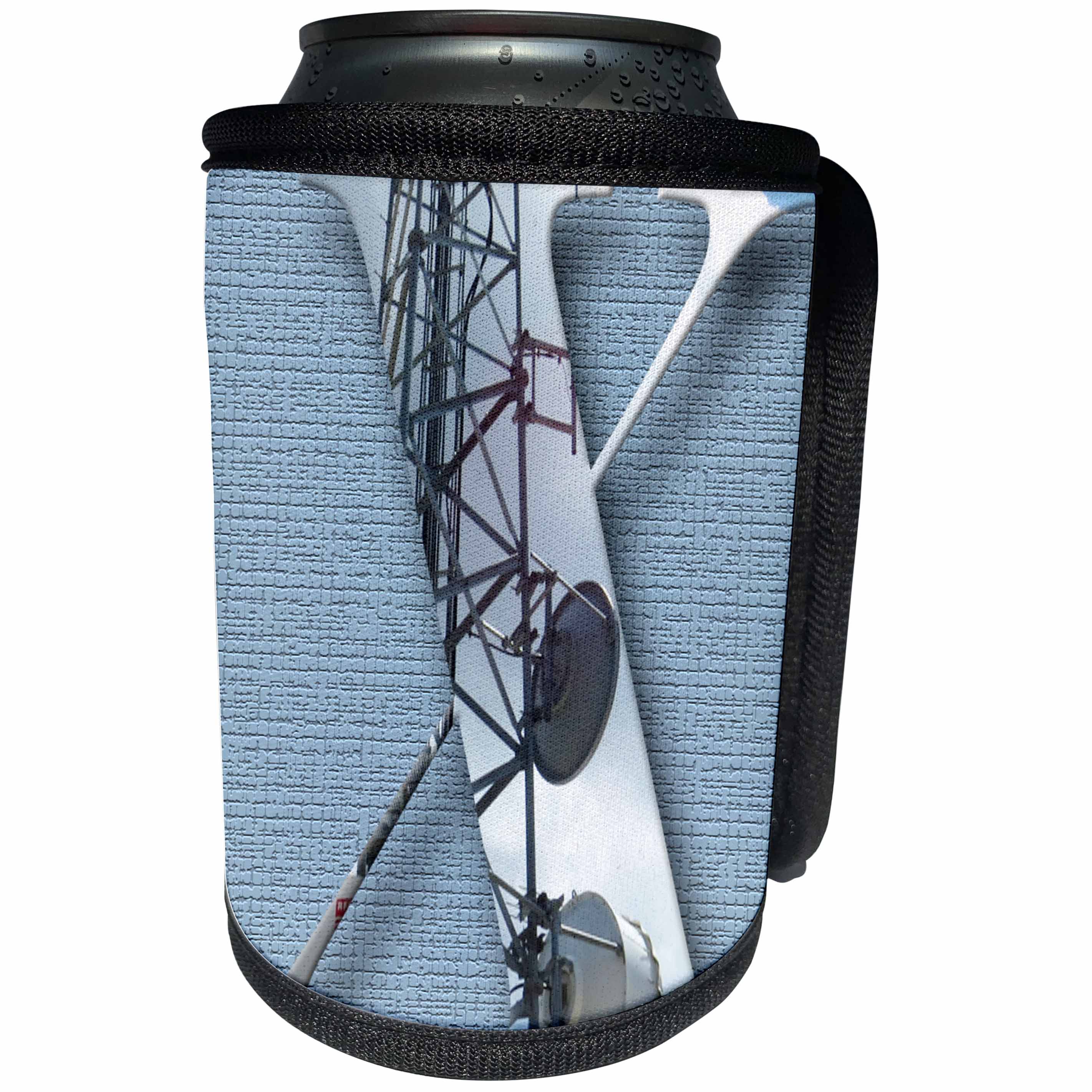 3dRose Jos Fauxtographee- Alphabet X - An electrical tower used to cut out the Letter X on a slate blue back - Can Cooler Bottle Wrap (cc_280049)