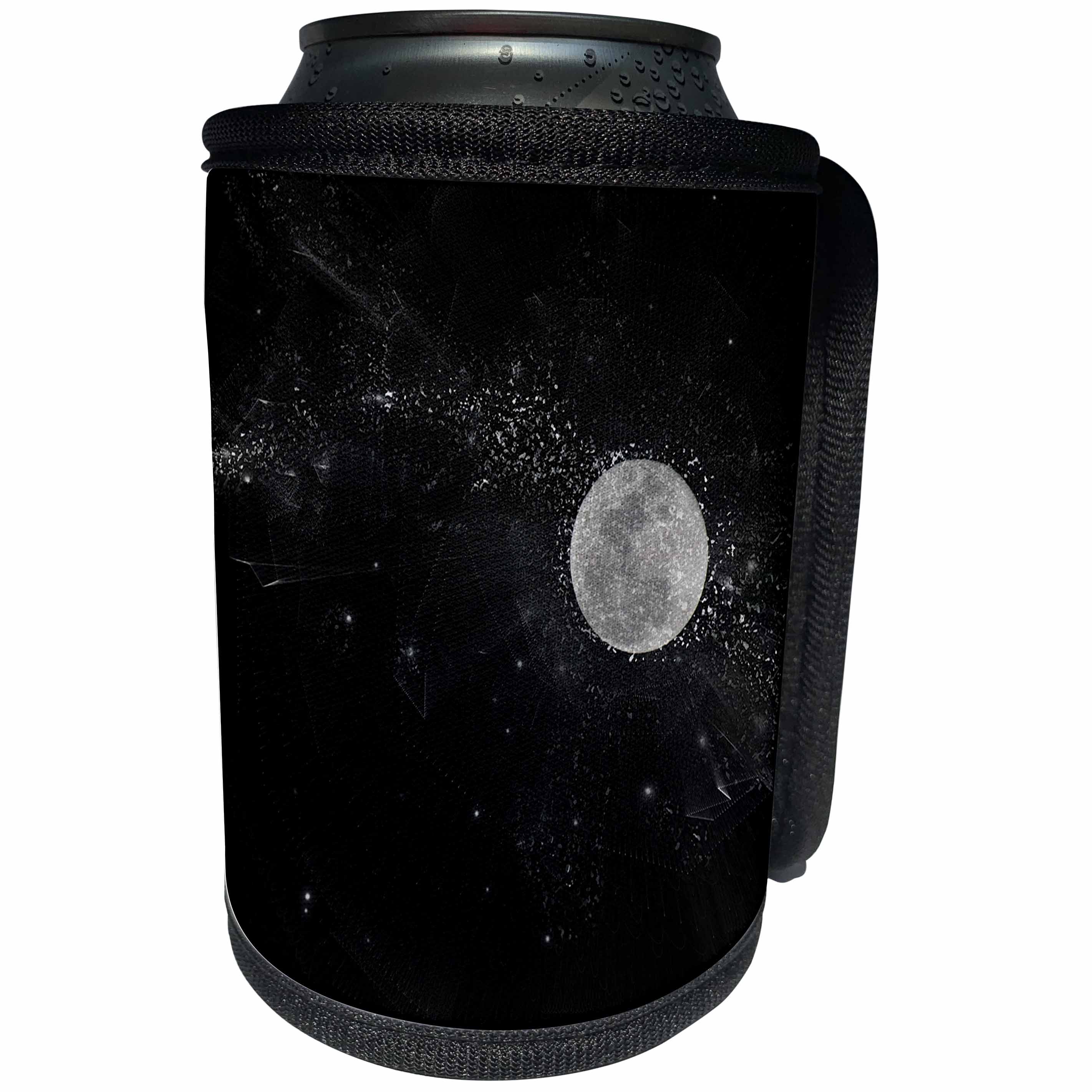 3dRose Wild Blackberry Studio - Art and Inspiration - Full moon in black and white with floating space dust - Can Cooler Bottle Wrap (cc_280089)