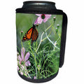 3dRose Wild Blackberry Studio - Nature - Butterfly sips nectar from some pink cosmos flowers - Can Cooler Bottle Wrap (cc_280090)