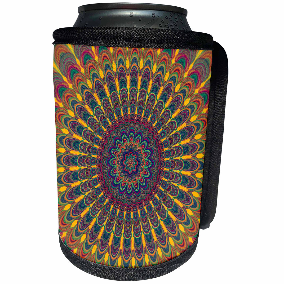 3dRose David Zydd - Floral Mandalas - Bohemian Oval Mandala - abstract floral design - Can Cooler Bottle Wrap (cc_280103)