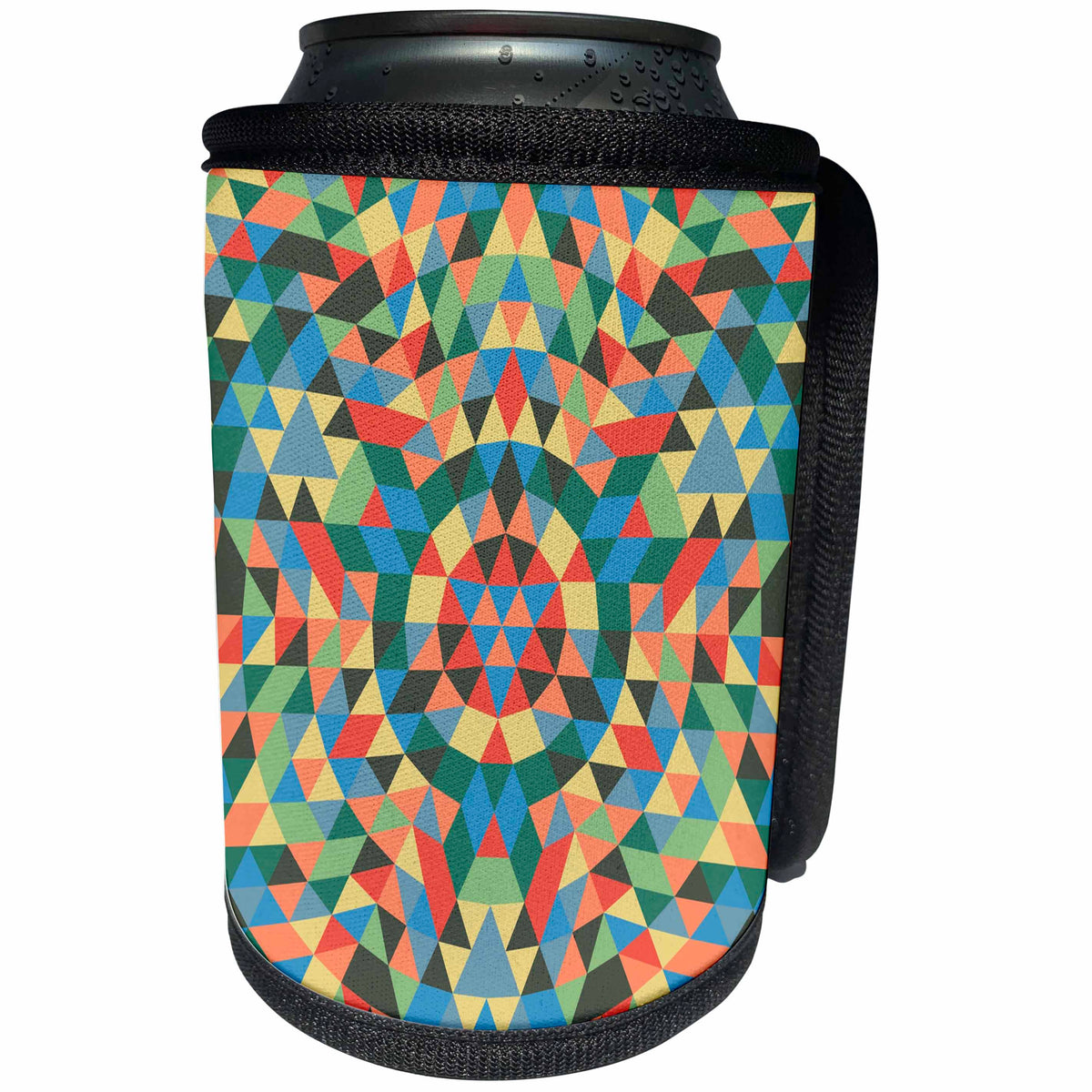 3dRose David Zydd - Triangle Mandalas - Triangle Kaleidoscope Mandala - circular design - Can Cooler Bottle Wrap (cc_280104)