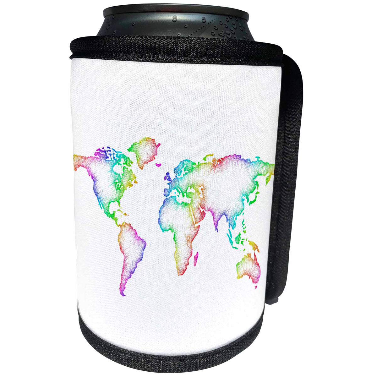 3dRose David Zydd - Map Designs - Rainbow World Map - Can Cooler Bottle Wrap (cc_280106)