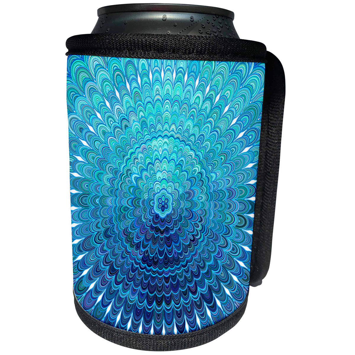 3dRose David Zydd - Floral Mandalas - Frozen Oval Mandala - ice cold winter design - Can Cooler Bottle Wrap (cc_280108)
